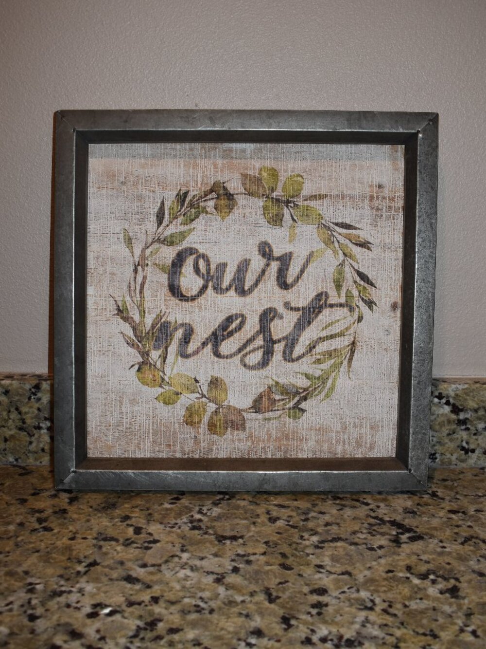 Farmhouse "Our Nest" Metal Framed Wall Decor